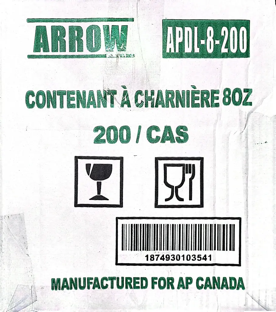 Arrow 8oz Hinged Deli Container Case-1x200 PC