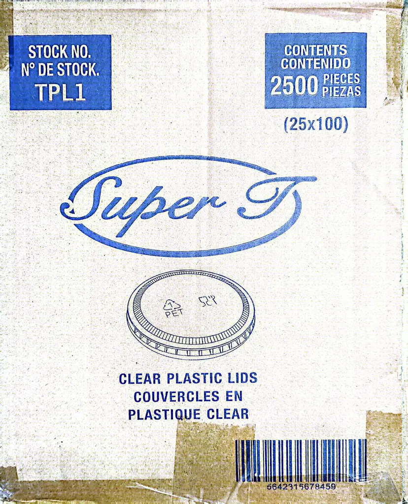Super J-TPL1-Clear Plastic Lid-1x2500 PC