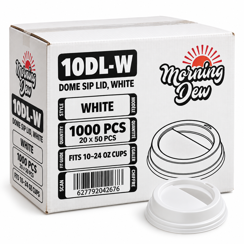 Morning Dew - 10 oz Dome Sip Lid for Hot Paper Cups - White - 1000 pcs - Case