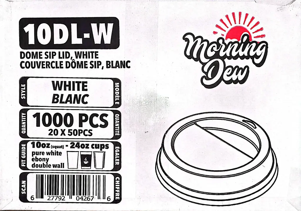 Morning Dew 10oz-Dome Sip Lid White-1x1000 PC