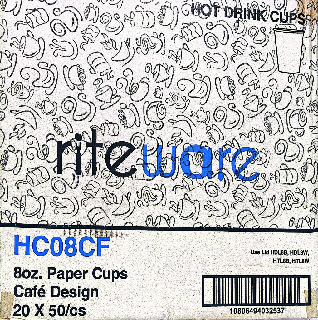 Riteware - 8oz Hot Paper Cups - Printed - 1000/Case