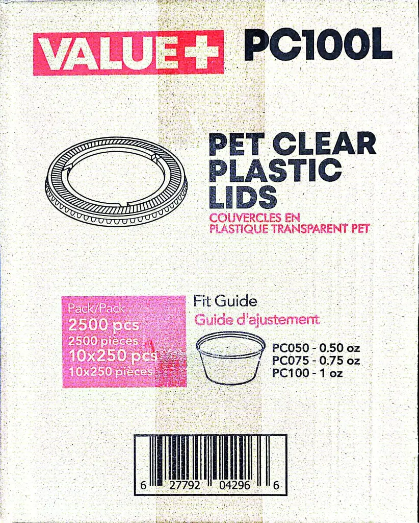Value+ Pet Clear Plastic Lids-1x250 PC