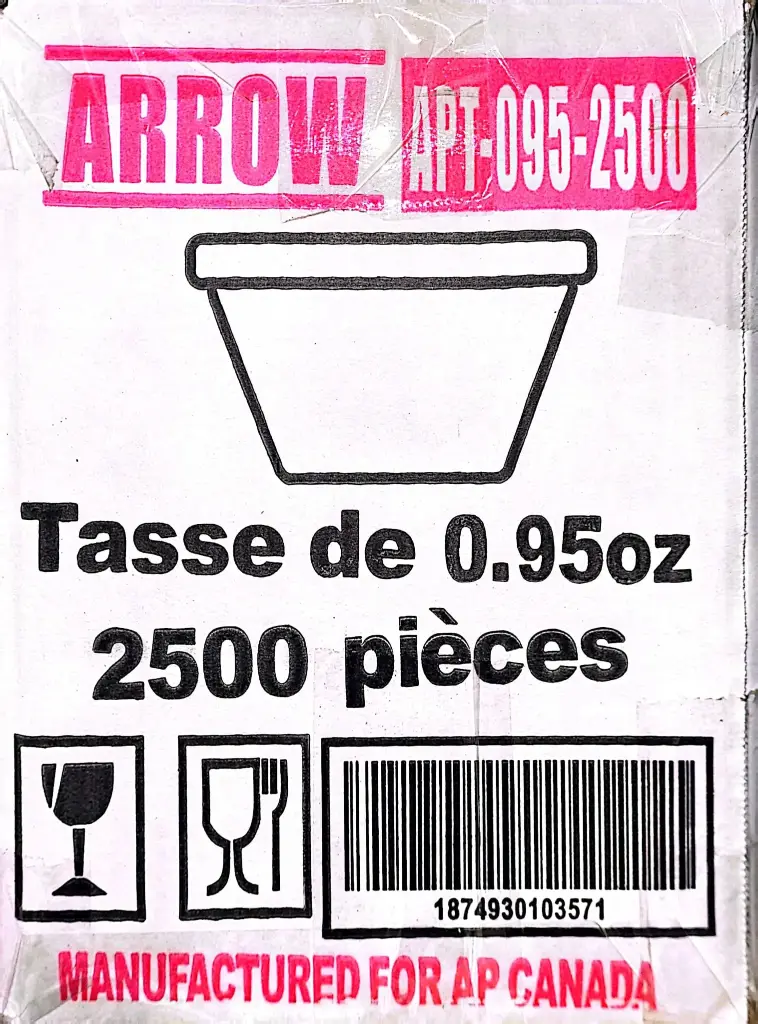 CUPA95 - Arrow 0.95 oz Tasse De-1x2500 PC