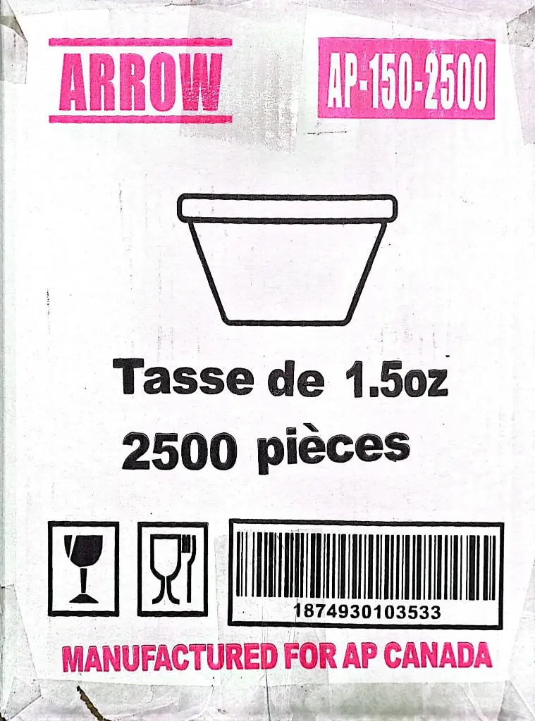 CUPA1.5 - Arrow 1.5oz-Tassee De -1x2500 PC