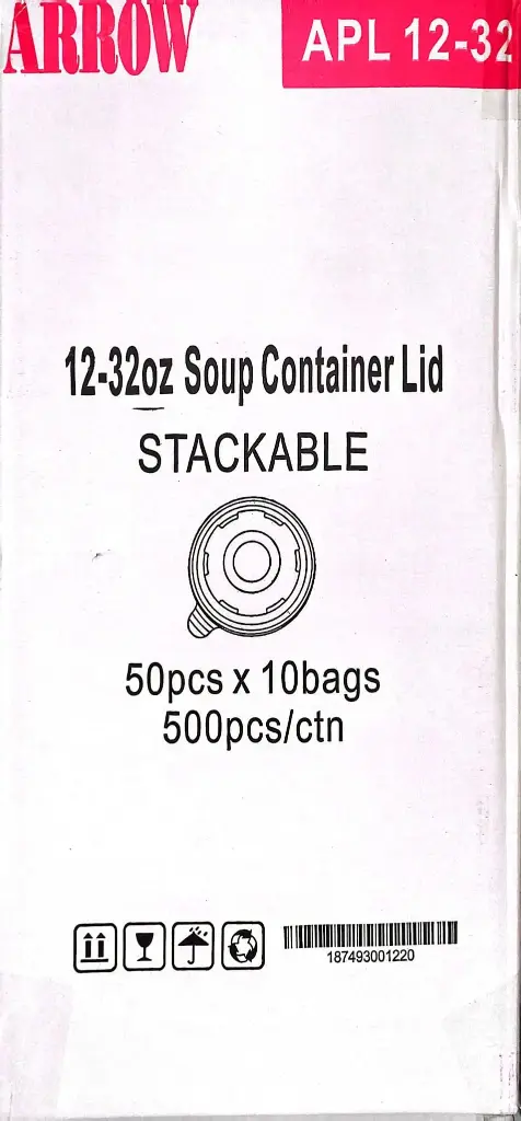 SOPAL12 - Arrow APL-12-32 Soup Container Lid-12-32oz STACKABLE-1x500 PC