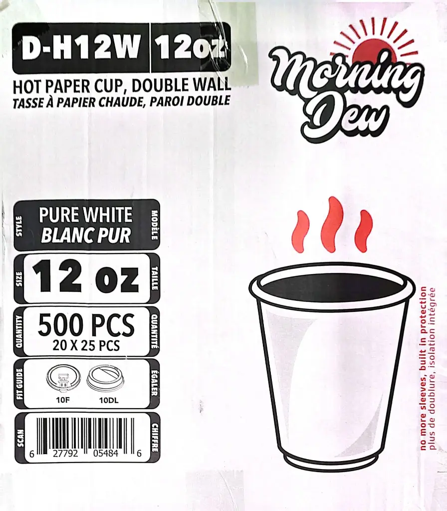Morning Dew - 12 oz Hot Paper Cup - Double Wall - 500 pcs - Case