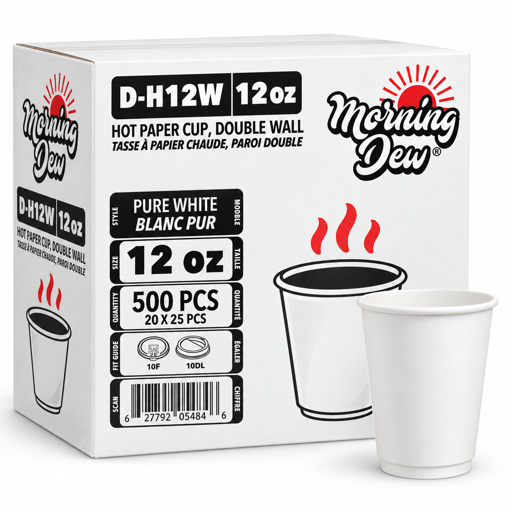 Morning Dew - 12oz Hot Paper Cup - Double Wall - 500 pcs - Case