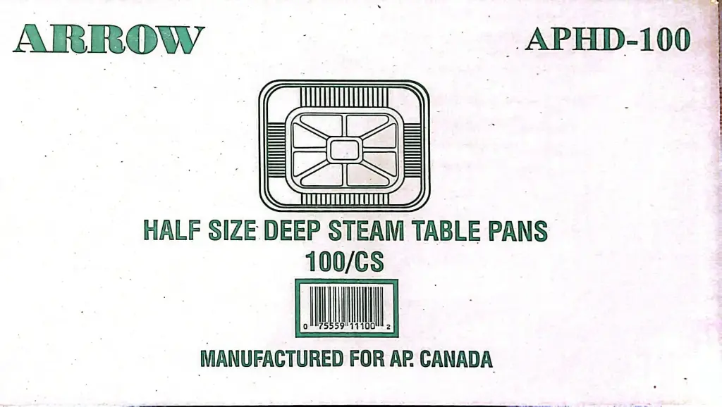 Arrow APHD-100-Half Sized Deep Steam Table Pans-1x100