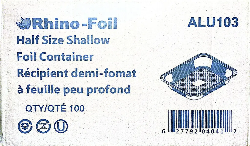 HSS100 - Rhino-Foil-Alu103-Half Size Shallow Foil Container-1x100 PC