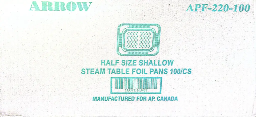 Arrow APF-220-100 -Half Size Shallow-Steam Table Foil Pan-1x100 PC