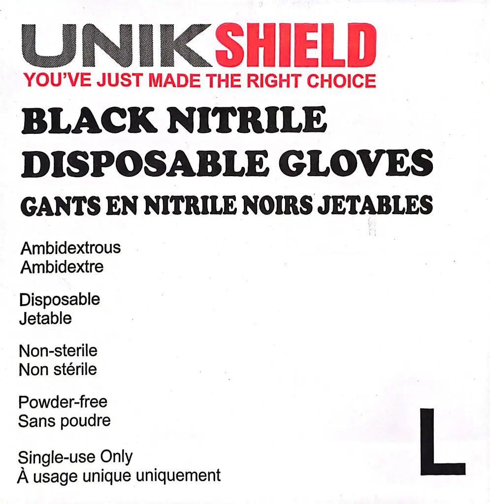 Unik Shield Black Nitrile Gloves 100x10 - L