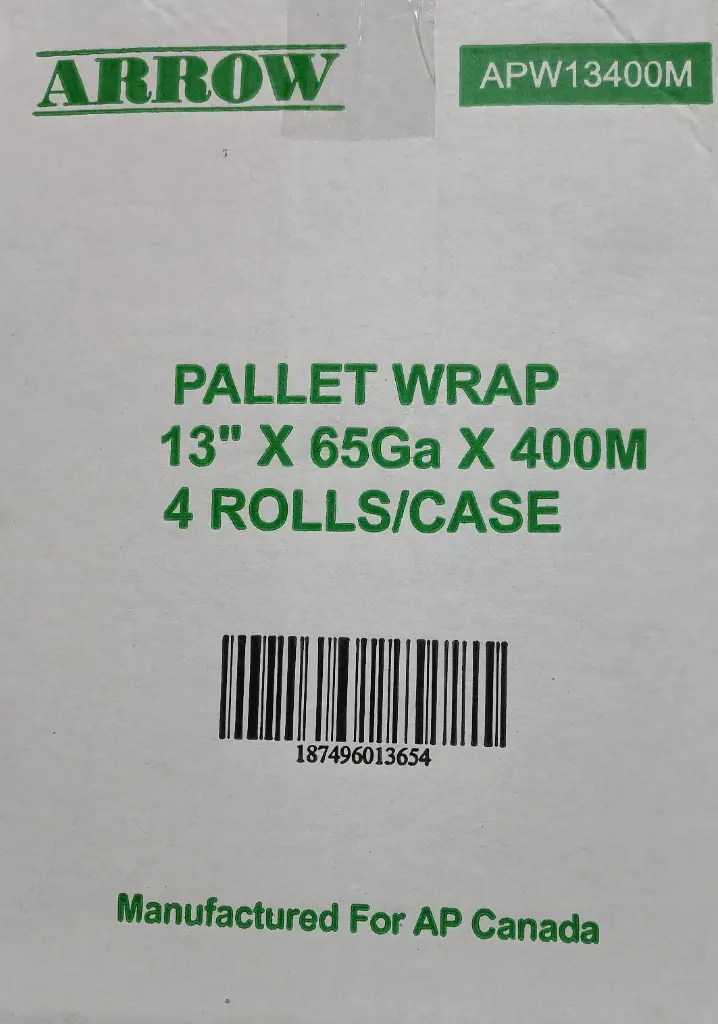 ARROW PALLET WRAP 13"X65GAX400M-4ROLL/CASE