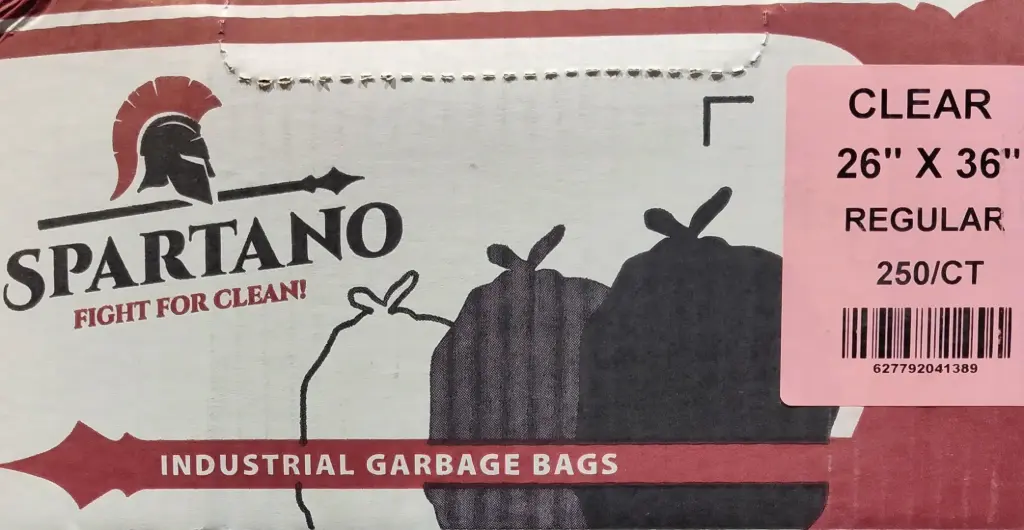 SPARTANO 26X36 CLEAR REG GARBAGE BAGS
