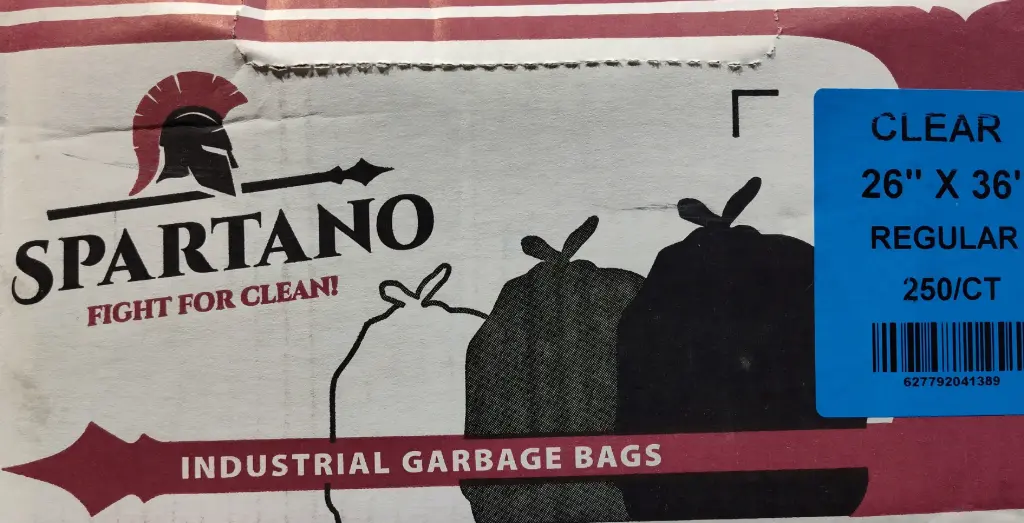 SPARTANO 26X36 CLEAR REG GARBAGE BAGS