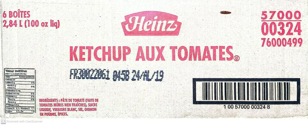 Heinz Ketchup Aux Tomates-1x6-2.84L