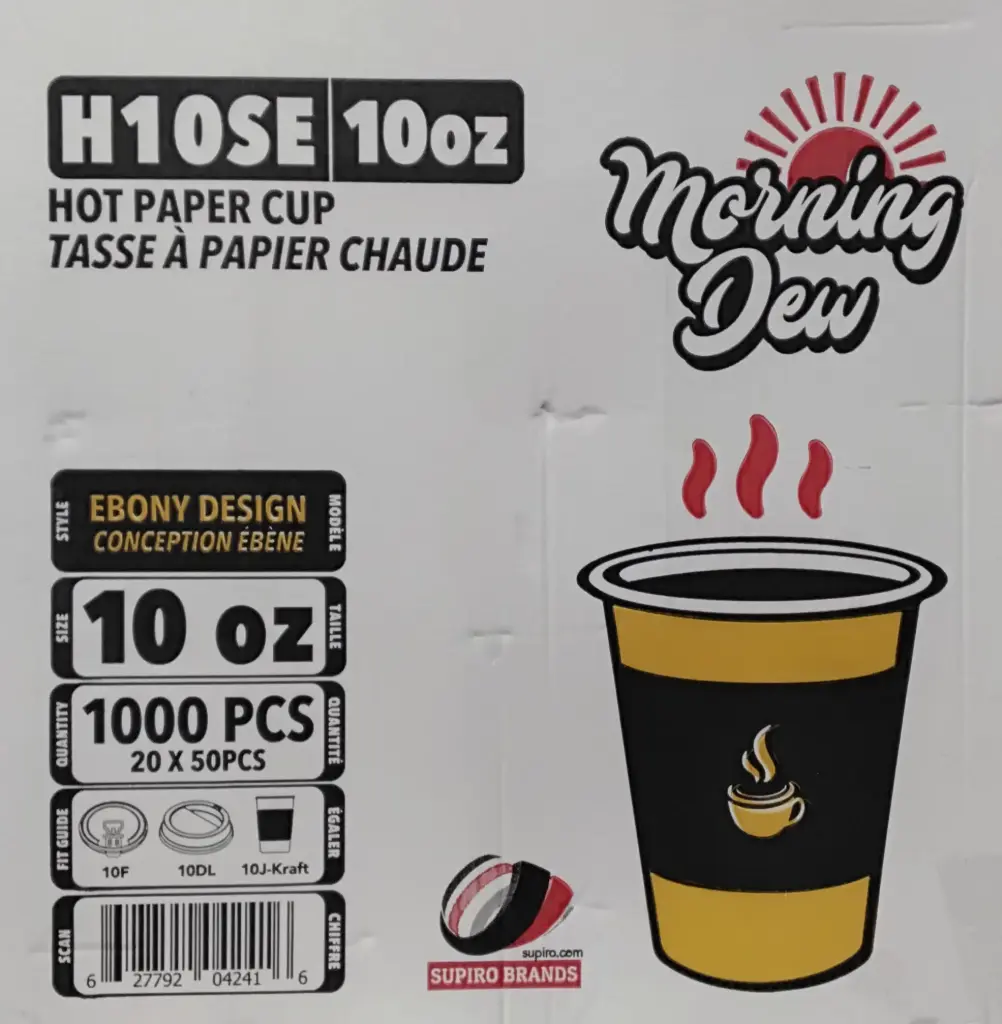 CUPM10 - Morning Dew 10oz Hot Paper Cup- EBONY PRINT - 1000CT