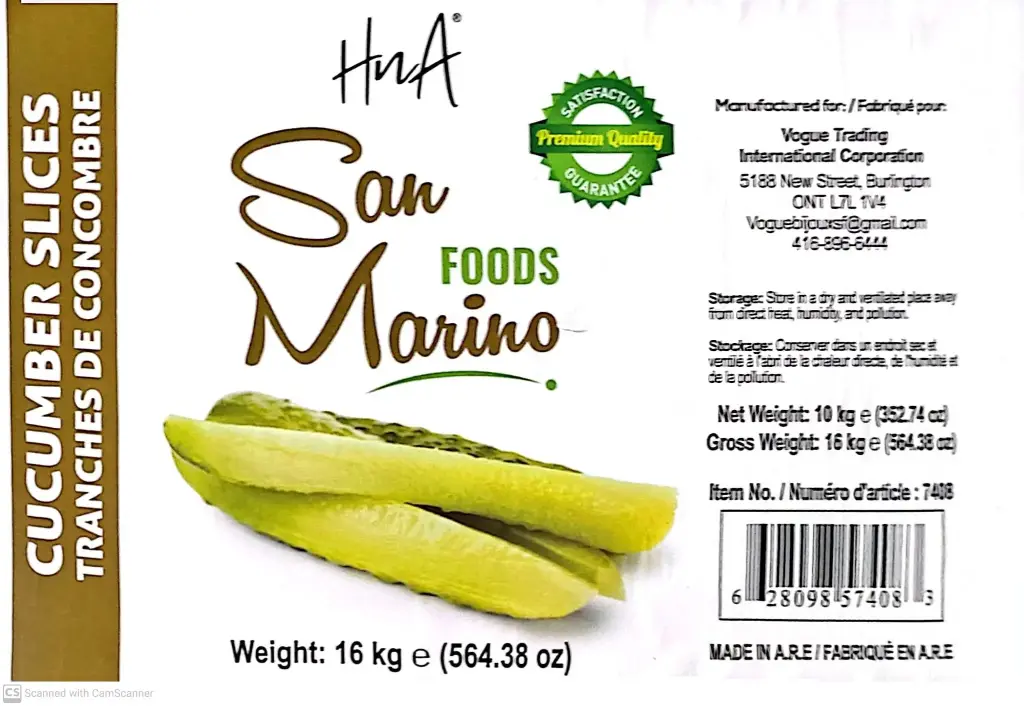 HNA San Marino Cucumber Slices-1x16Kg