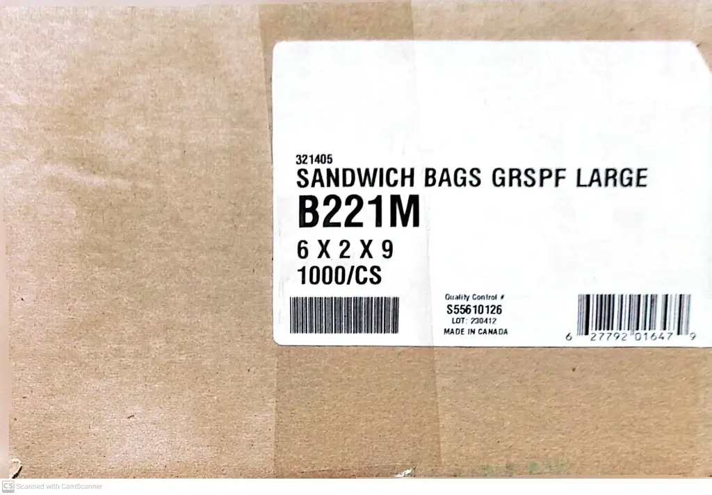 Sandwich Bags Crspf Large-6"2"9-1x1000 PC
