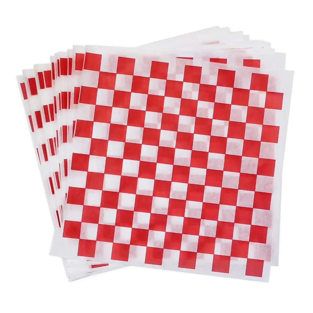 Value+ - Red Checkered Wax Paper - 14x14 -1000 Ct - Pack