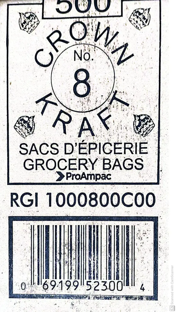 Crown No 8lb Kraft Brown bags- 500ct