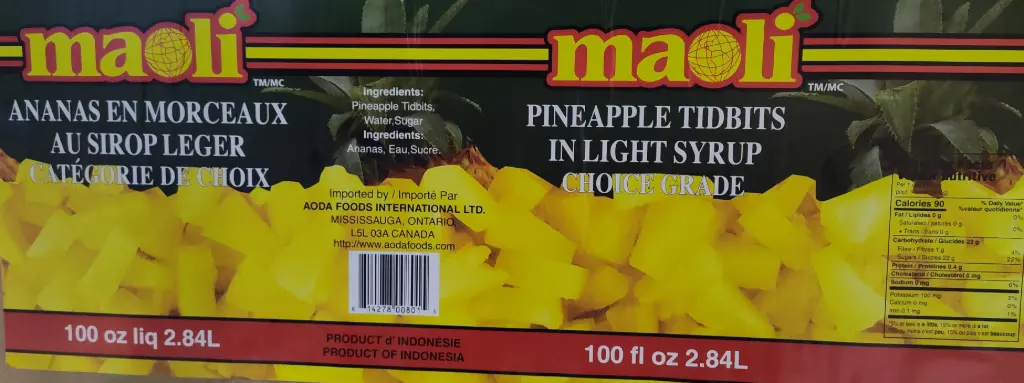 Maoli Pineapple Pizza Cut - Light Syrup (6 x 2.84L)