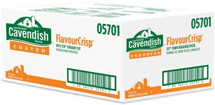[05701] Cavendish Spicy 3/8" Staight cut fries - Frozen Fried Potatoes- 6x5lb - 05701