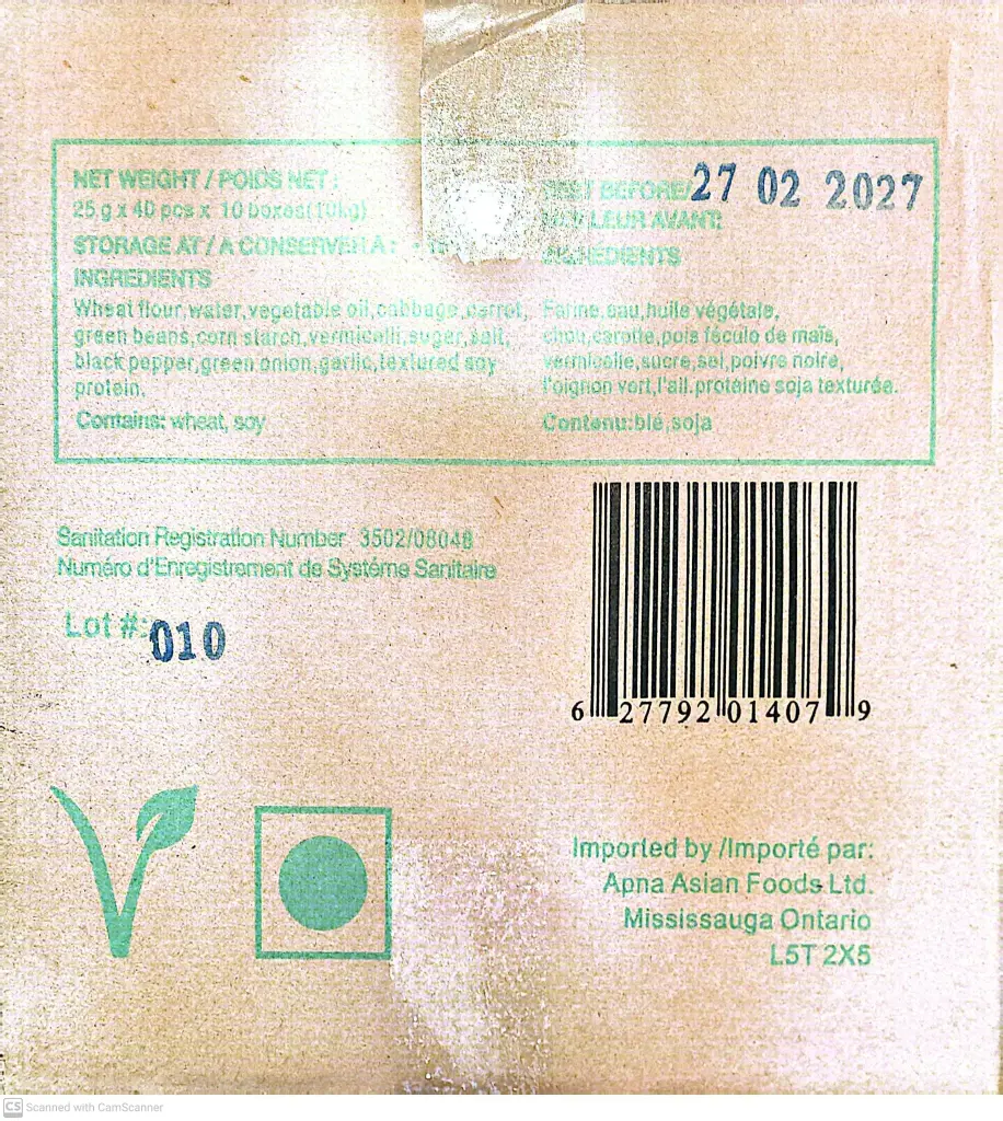 Red Dragon Food-Vegetable Spring Rolls-25G-1x400 Pc