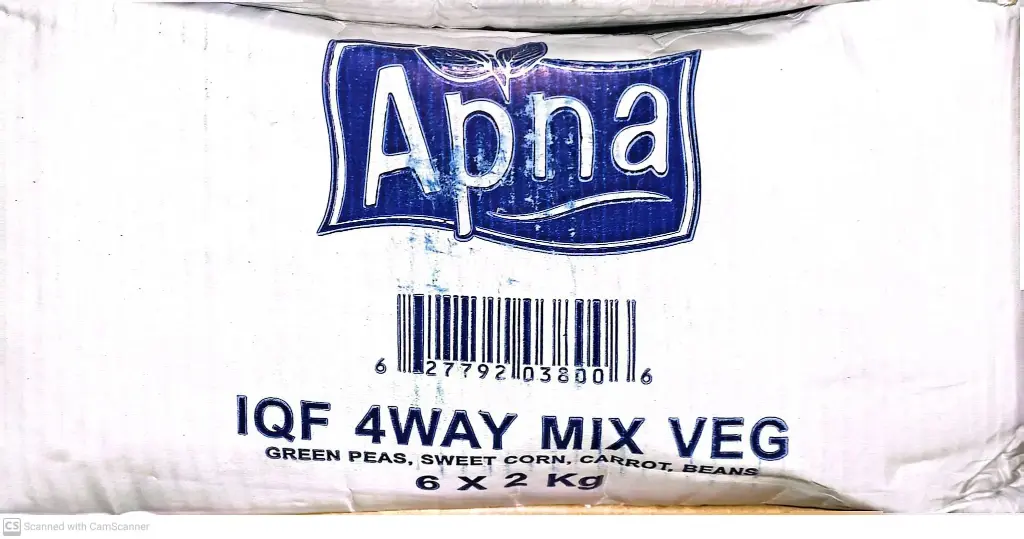[FROZ003-6] Apna - Frozen 4-way Mix Vegetables - 6x2Kg - Case