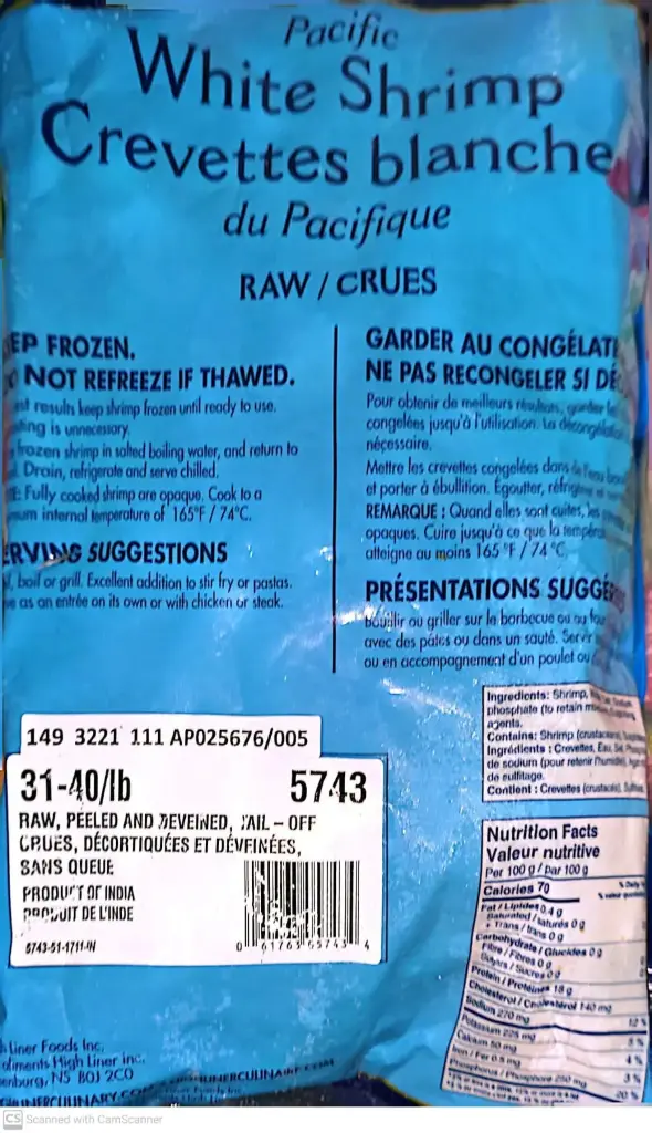 Pacific-White Shrimp-31/40- 1x40Lb