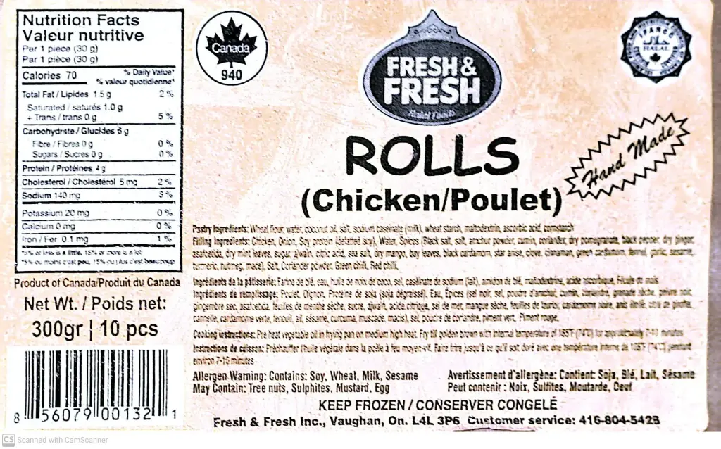 Fresh & Fresh Rolls -Chicken/Poulet