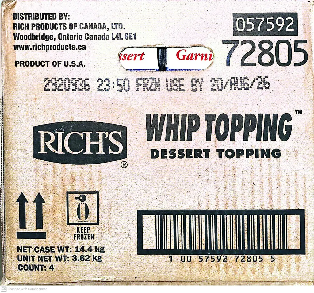 Rich's Whip Topping- 1x4x4kg