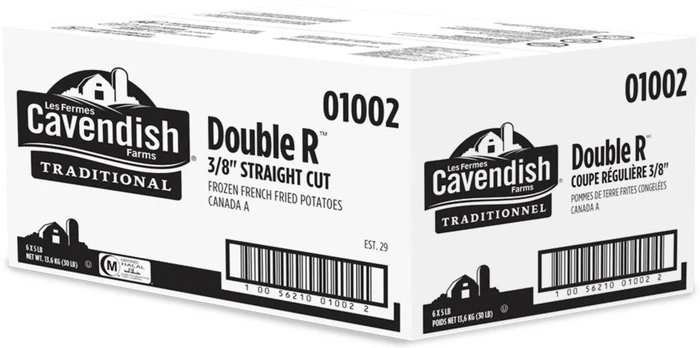 Cavendish French Fries - Straight Cut - Double RR 3/8 - 01002 - 6x5lb