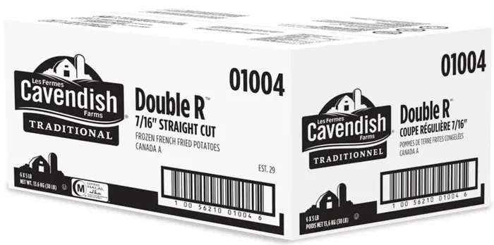 Cavendish French Fries - Straight Cut - Double R 7/16 - 01004- 6x5lb