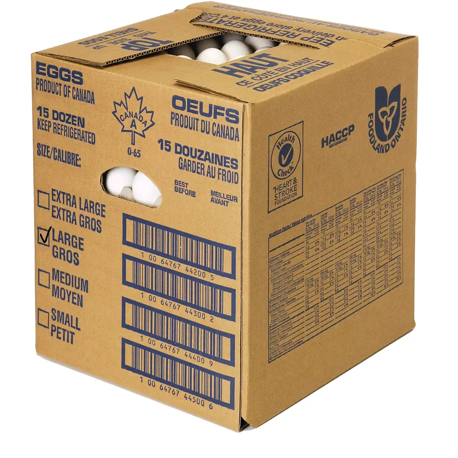 Haccp Eggs Ext. Large 15 Dozen/Box