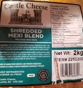 Castle Cheese Shredded Mexi Blend-1x2 Kg
