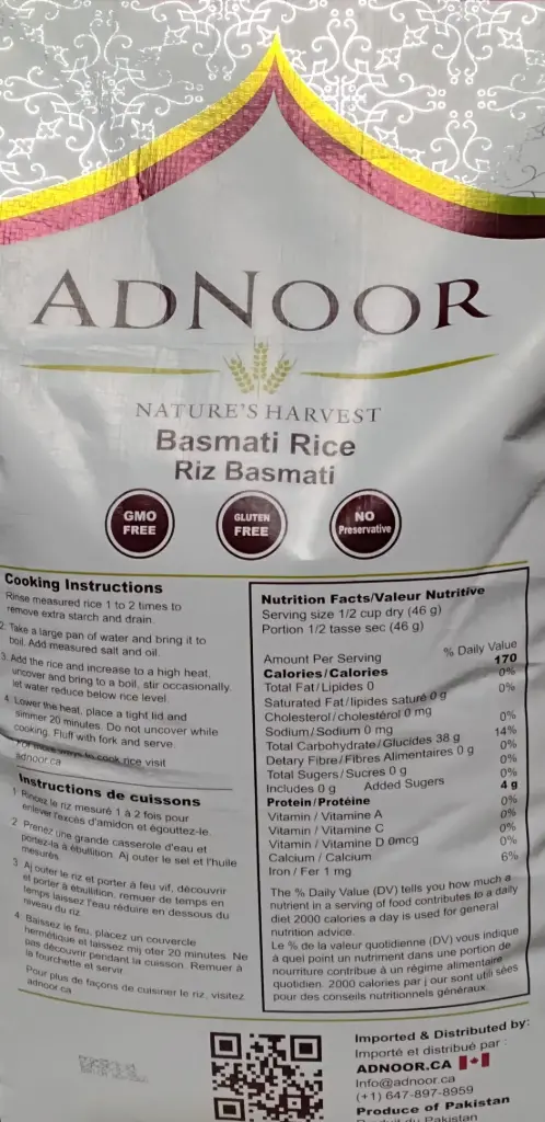 Adnoor Basmati Rice 40LB