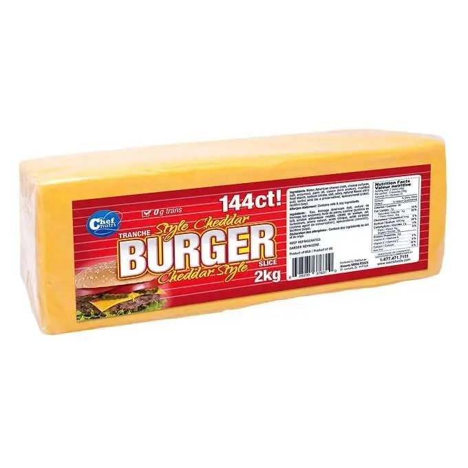 Chef Nutri Yellow Cheese - Burger Cheddar Slice - 2x2KG