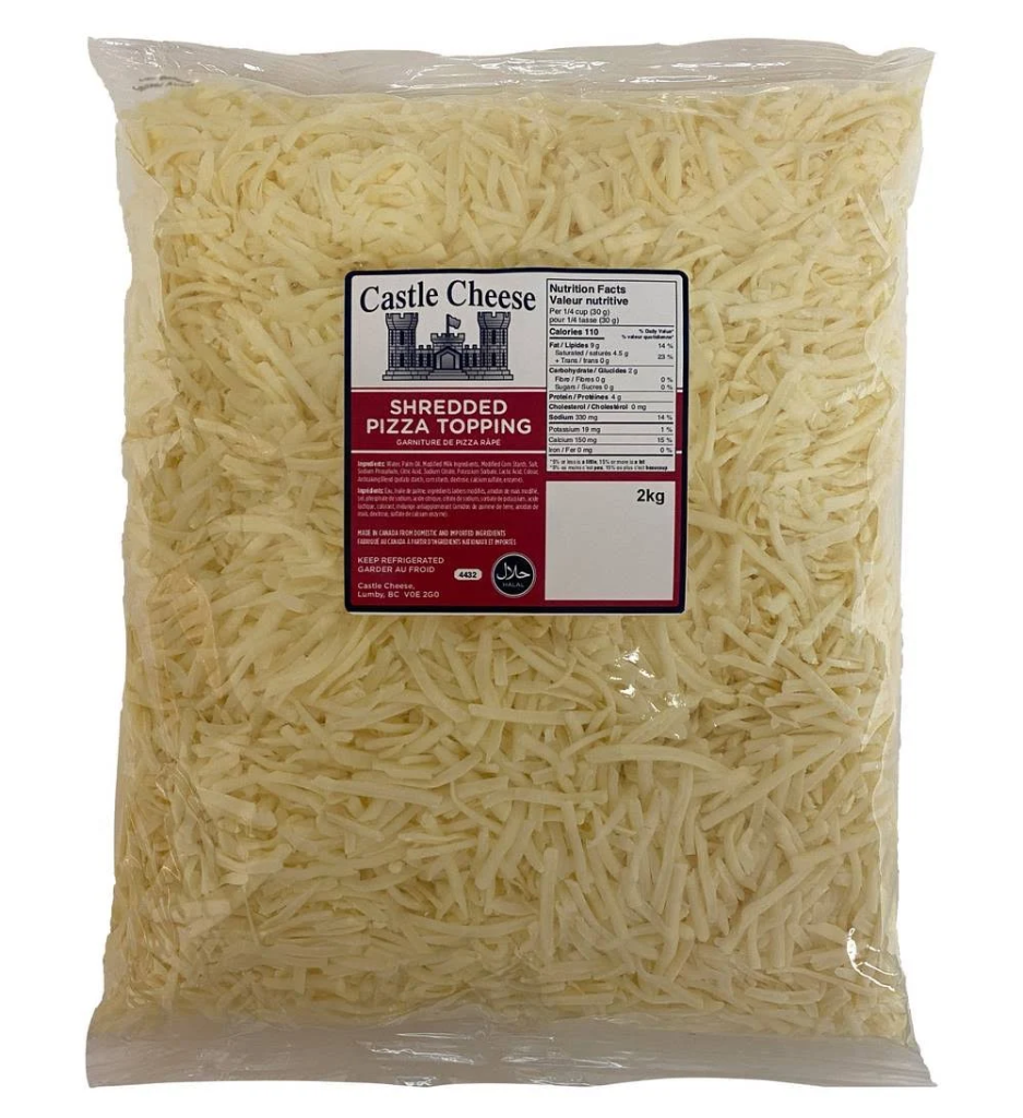 [DAIC010] Castle Cheese - Shredded Pizza Topping - 2Kg - Each