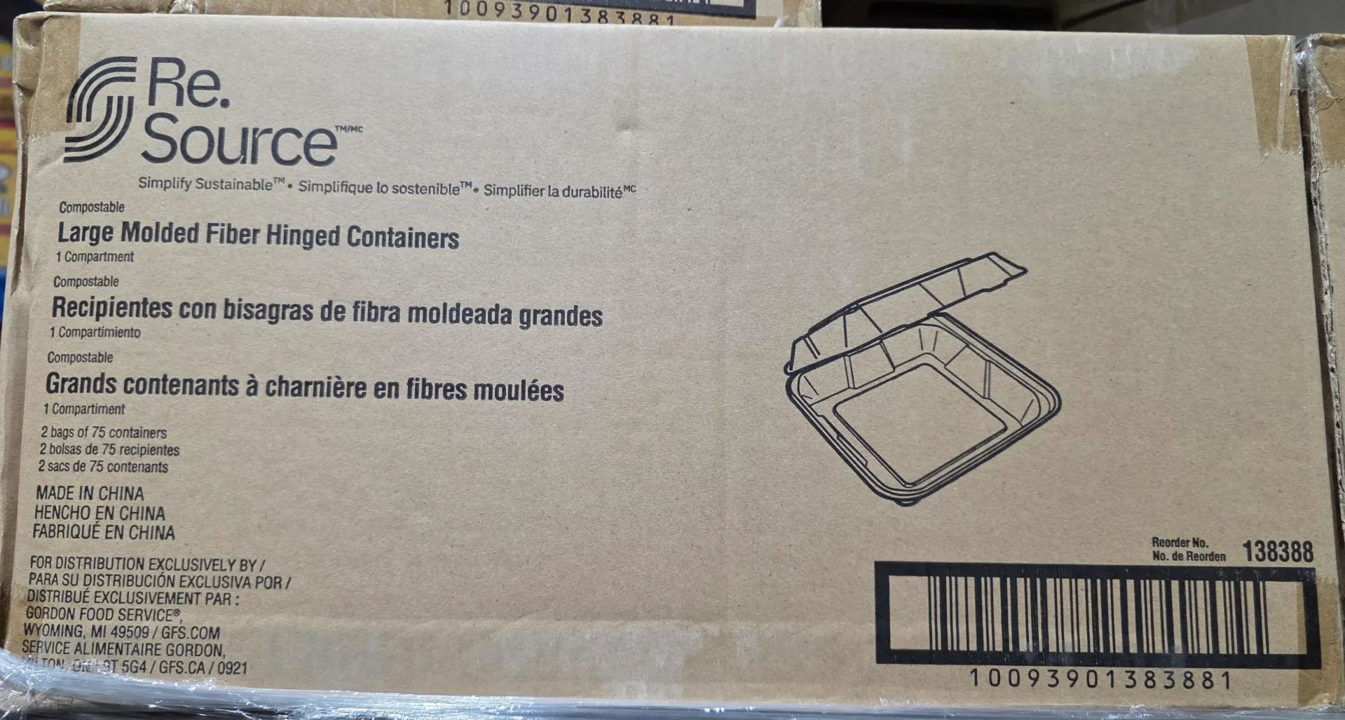 ReSource 9x9x1 1 Compartment Cont. (2bagx75pc)