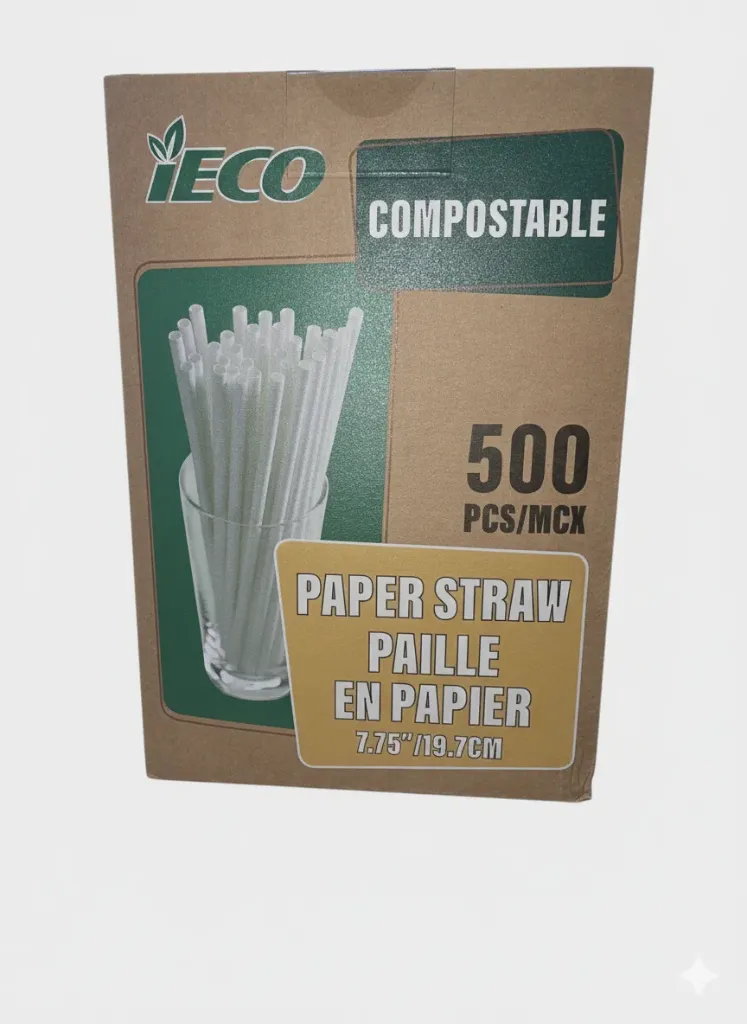 IECO Ppaper Straw  White 500Pcs 7.75"/19.7CM