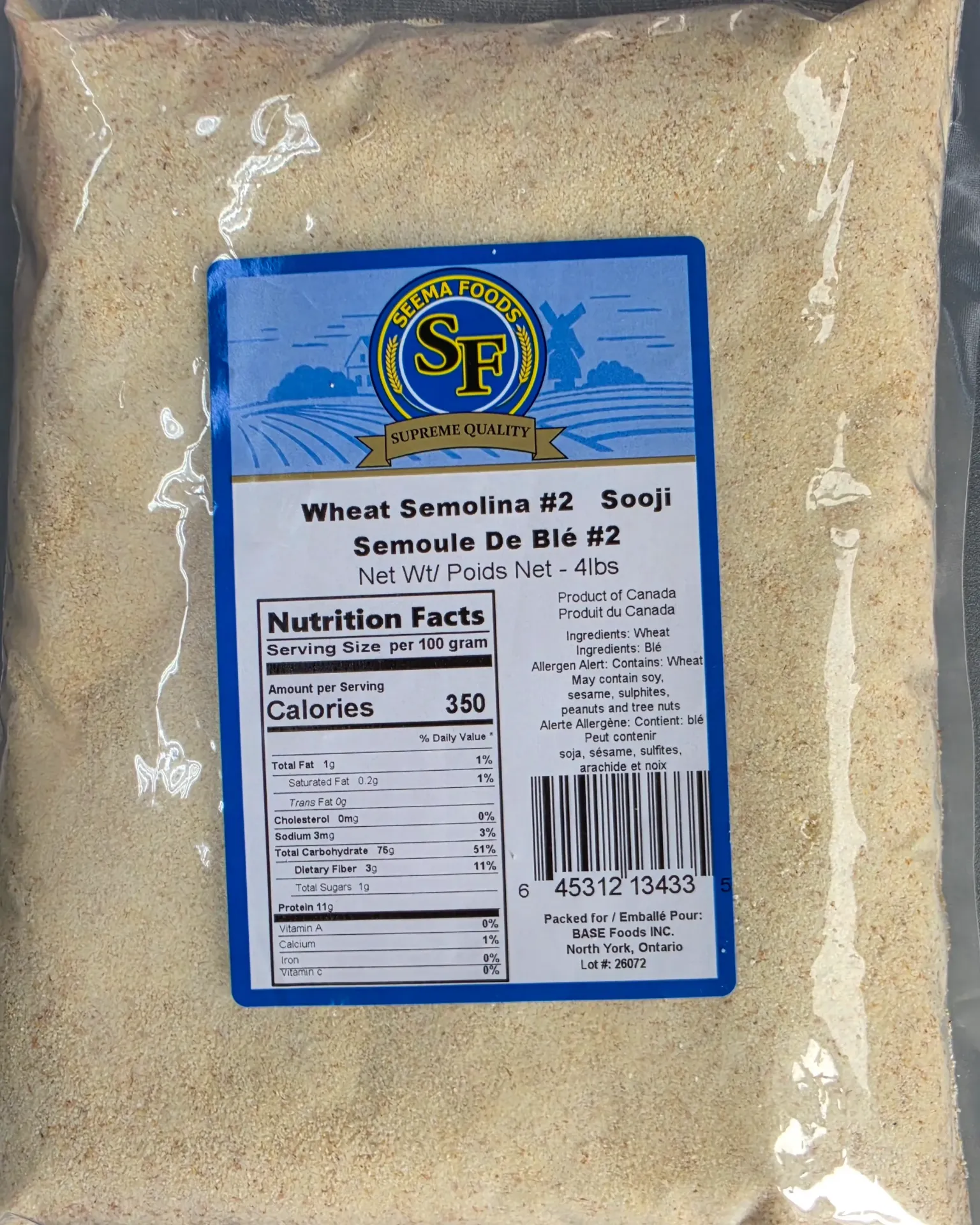 SEEMA FOODS Wheat Semolina 1X4LB
