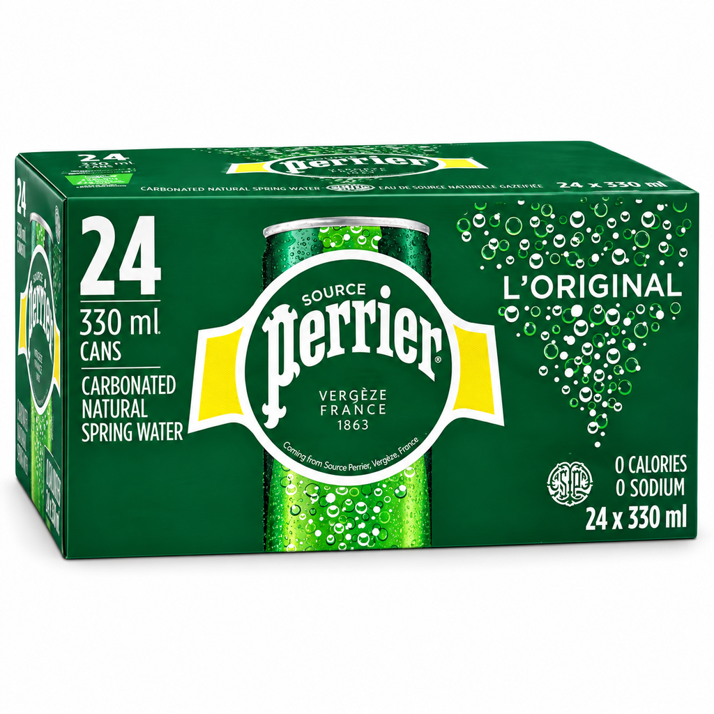 Perrier - Original Carbonated Natural Spring Water 24 x 330ml (Cans)