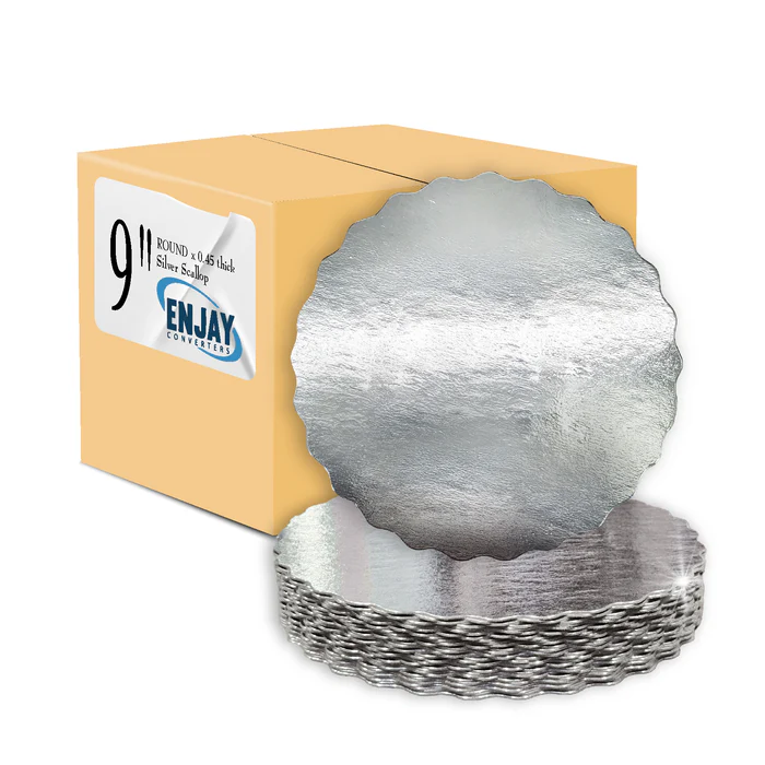 Enjay Scallop Sheets - 9" - Round - Silver - 0.45 thick