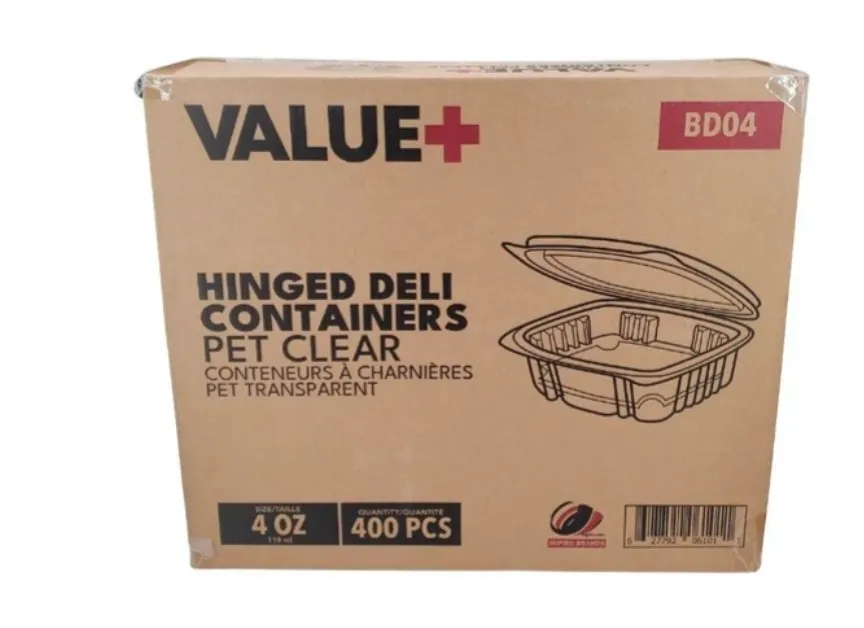 Value+ - 4oz Clear Hinged Deli Container - PET - BD04