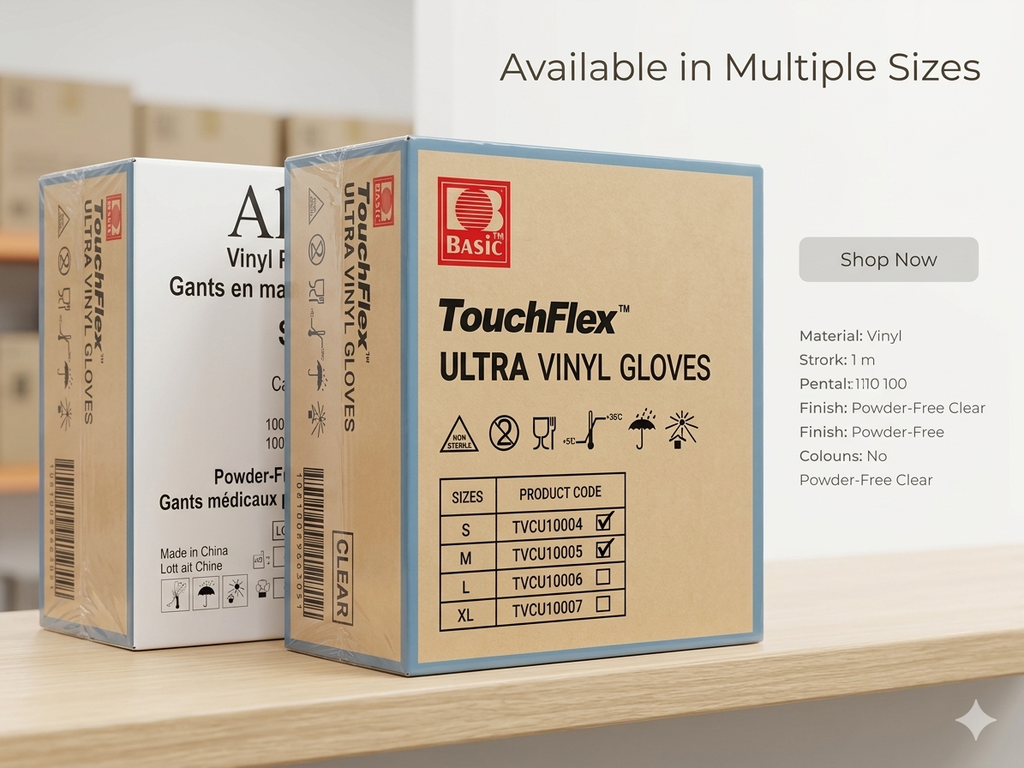 TouchFlex Black Nitrile Gloves Medium - 10x100