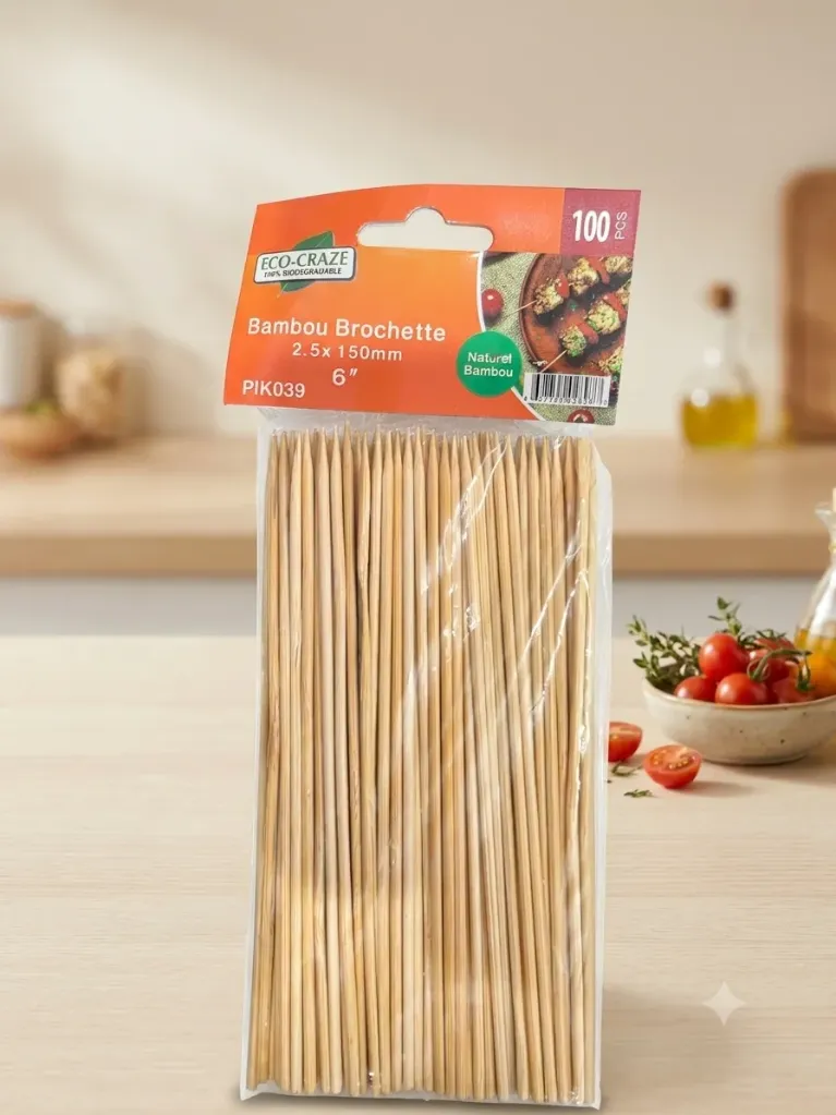 Eco-Craze - Bamboo Skewer 100PCS  - 2.5mm X 6" - BST2515