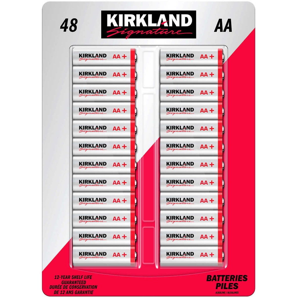 Kirkland Signature Alkaline AA Plus Batteries  48 Count